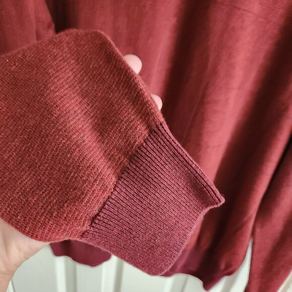 Alan Flusser Mens Burgundy Button-Collar Sweater Pullover Long Sleeve M 100% Cot - Picture 4 of 8